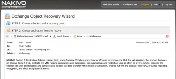 Nakivo Exchange Recovery Wizard