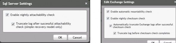 Exchange Server or SQL Server settings 