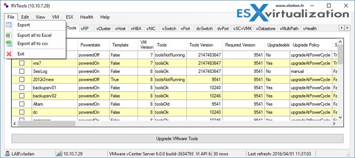 RVTools - A Free Utility for Virtual Infrastructures running VMware