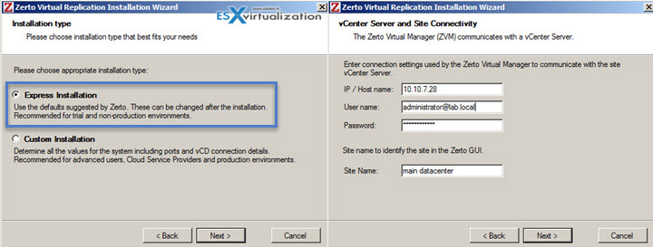 Zerto Express Installation