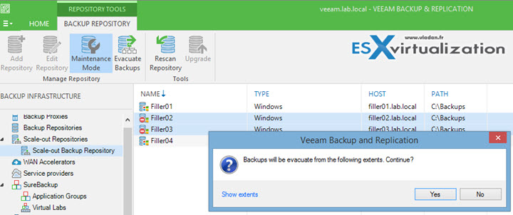 Veeam Scale-out backup repository - Maintenance Mode