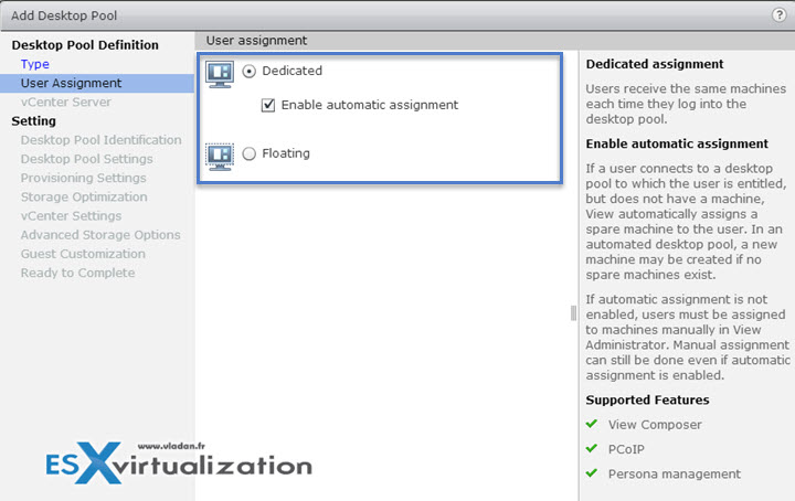 Dedicated or Floating Desktop Pools