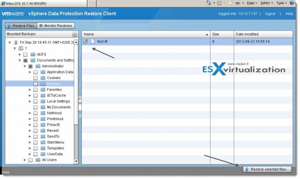 vSphere Data Protection (VDP) File level restore