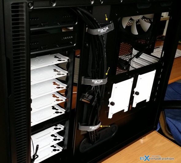 Fractal Design r5 Back - Notice the cabling and additional 2 SSD slots