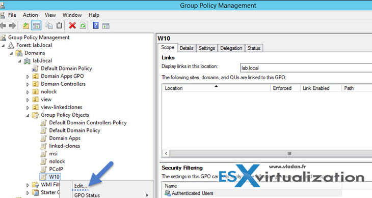 Windows 10 GPO in Windows Server 2012 R2 Domain