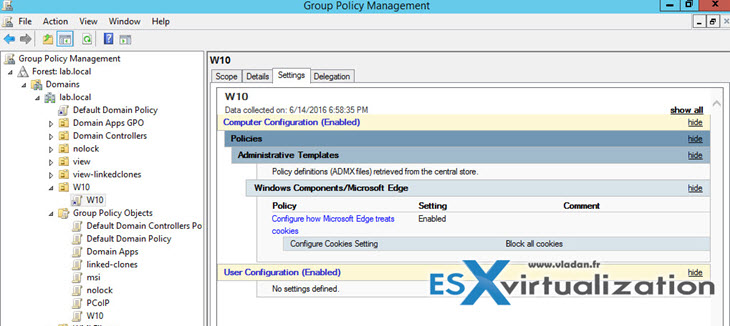 Windows 10 GPO in Windows Server 2012 R2 Domain