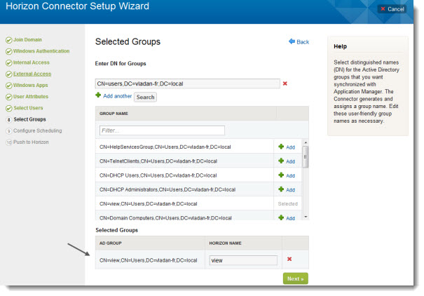 How to configure VMware Horizon Connector with the assistant
