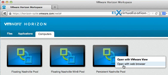 VMware Horizon Workspace - accessing desktops