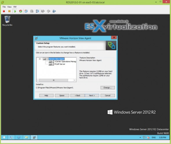 Horizon View Agent 6 install on Microsoft RDS server