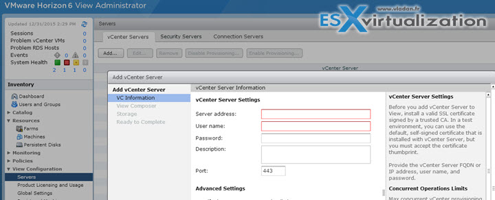 Horizon View and vCenter Server