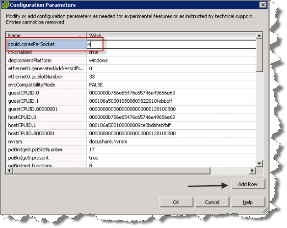 How to define the number of cores per vCPU