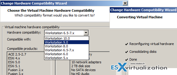 VMware Workstation can Downgrade virtual hardware of your VM