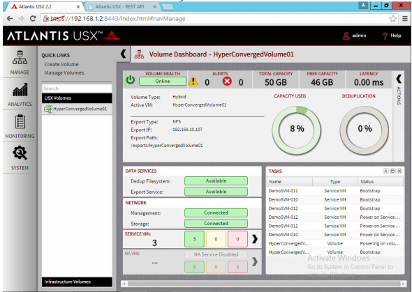 Atlantis USX 2.2 Hyper-converged volume