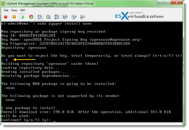 How to install nano in vMA