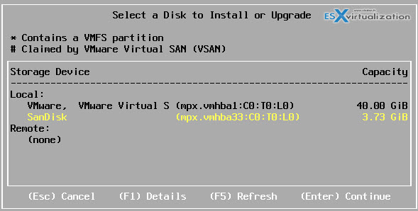 Installation ESXi to USB stick