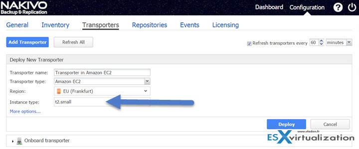 Nakivo Backup and Replication - instance choice