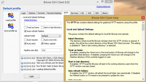 Bitwise SSH Client - help built-in