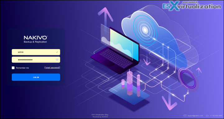 Nakivo 10.3 login screen