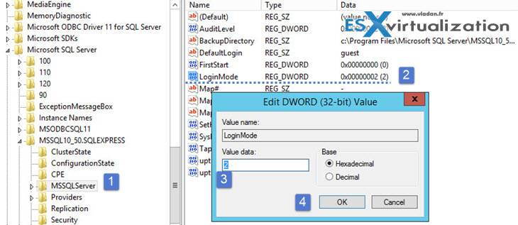 How to reset lost sa password in SQL express - ESX Virtualization