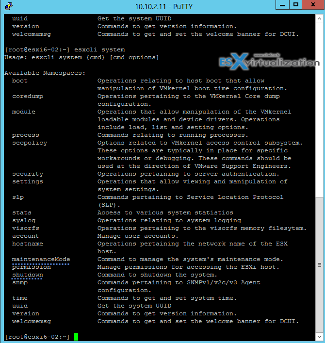 VMware ESXi commands - Maintenance mode