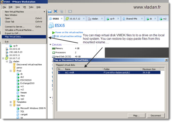 VMware Workstation 8 - map VMDK disk to volume on your local system