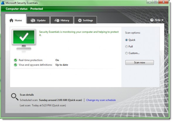 Microsoft security essentials - a free antimalware from Microsoft
