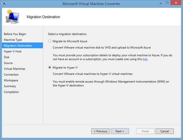 Microsoft conversion to Hyper-V