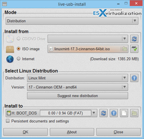 Linux on a USB - create persistant Linux Distro on USB - ESX Virtualization