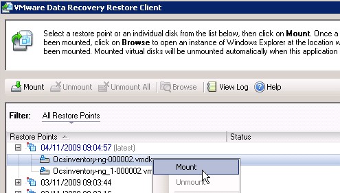 mount-disk-VDR-filelevelrestore-utility