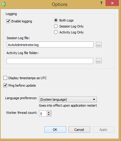 AutoAdministrator Options