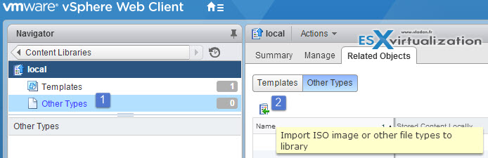 vSphere content library manage ISOs