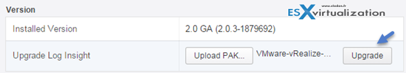 vRealize Log Insight 2.5 upgrade process