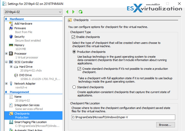 Hyper-V 2016 Production Checkpoint