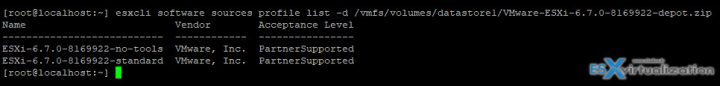 ESXi software profiles