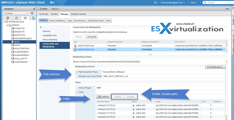 View and Manage Datastore Paths in the Web Client