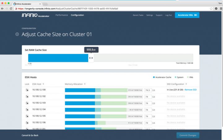 Infinio Accelerator 3.0 - Set the Cache Size