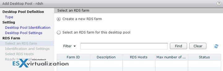 VMware Horizon View - Configure RDSH Desktop Pool