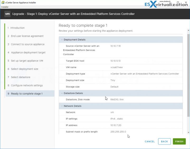 Upgrading a vCenter Server Appliance (VCSA) to version 6.7