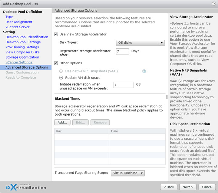 Advanced Storage Options - Reclamation of VM disk space