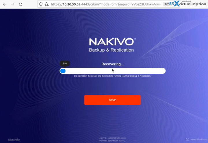 Nakivo Backup and Recovery 10.9 - recovering over network