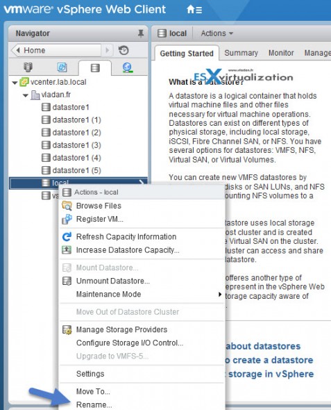 VCP6.5-DCV Rename Datastore