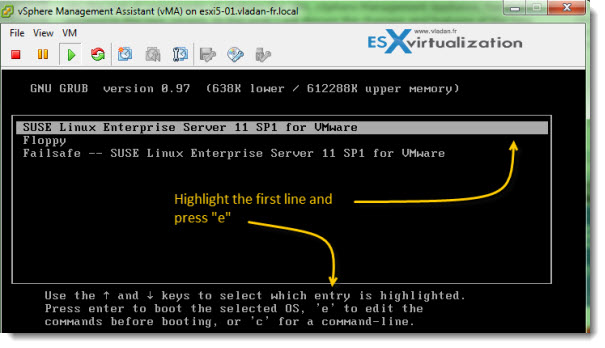 How to reset admin password in vMA 5