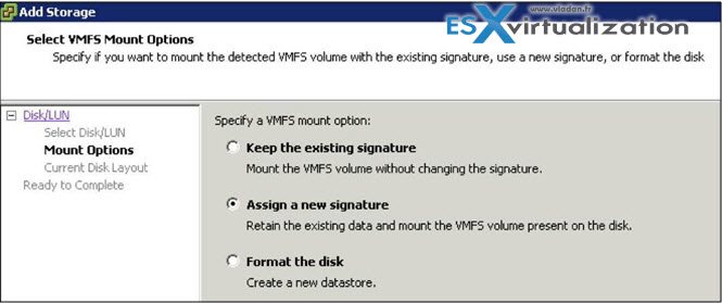 how to resignature VMFS