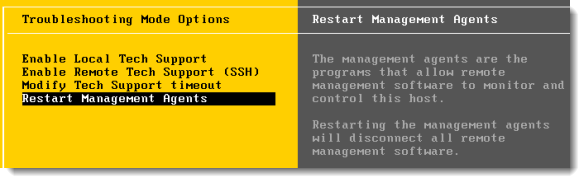 Restart Management Agents through the GUI in ESXi 4.1