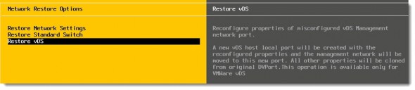 VMware vSphere 5.1 - restore vDS through DCUI