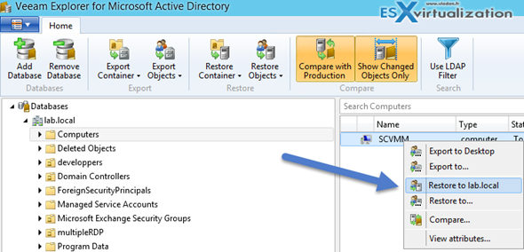 How to restore computer account with Veeam Explorer for AD
