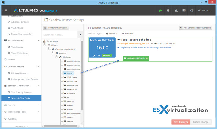 Altaro Verification of Backup by Restore to Sandbox