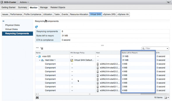 VSAN Resynchronization in the UI now