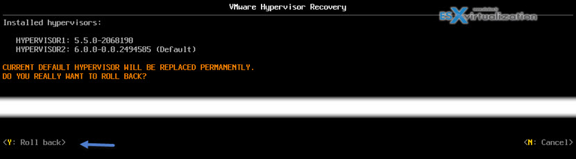 Roll back unsuccessful ESXi 5.X upgrade