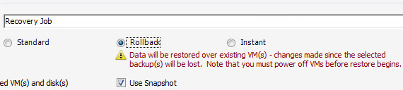 PHD Virtual - Rollback recovery
